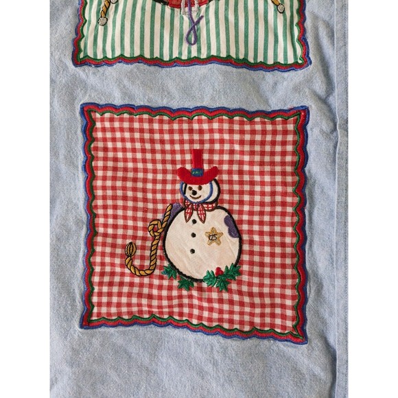 Vintage‎ 90s Western Embroidered Christmas Denim Shirt Size 14 Large Cowboy - Picture 5 of 12